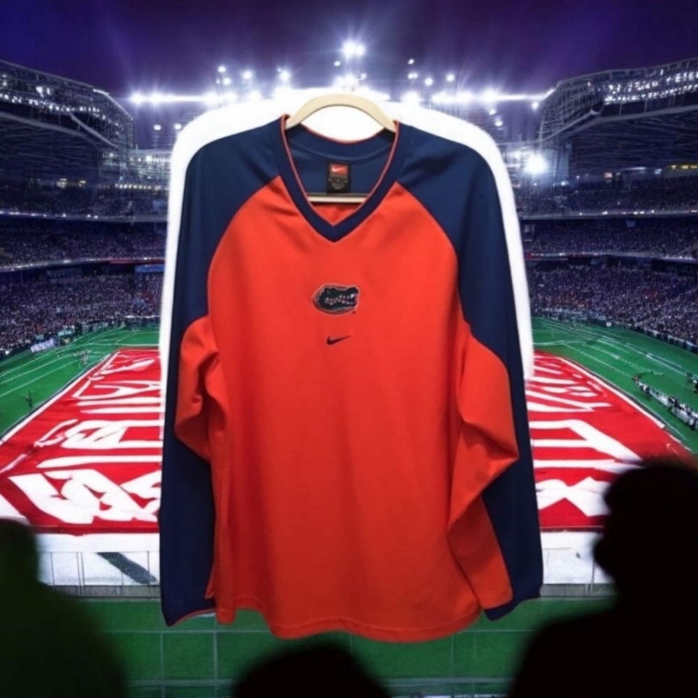 Nike FLORIDA Gators Team Jersey Mens Size L ORANGE & BLUE Pull On.